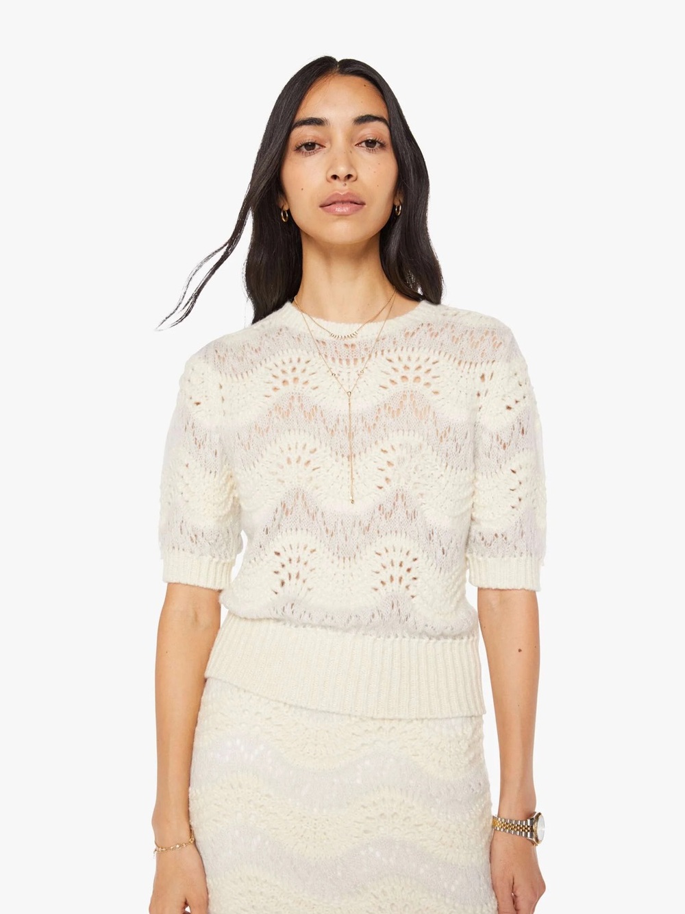 MOTHER Powder Puff Short Sleeve Sweater